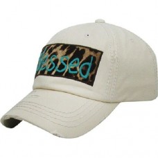 BLESSED  Ladies Cap Leopard White Factory Distressed Hat  eb-79611833